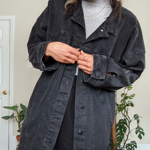 Just Female black oversized denim jacket - Picture 4 of 6